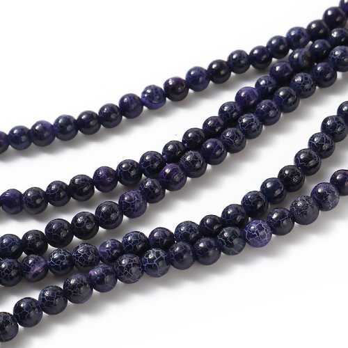 Lot de 10 perles agates en pierre naturelles - tons bleu nuit - p1131