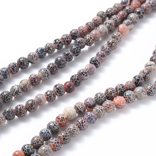 Lot de 10 perles agates en pierre naturelles - tons gris - rose - p1134