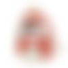 1 breloque pendentif  noel - pingouin - emaillé rouge et blanc - métal doré - r968