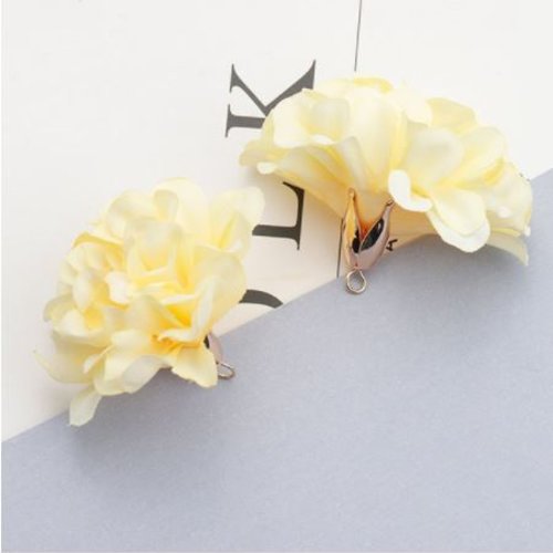 1 pendentif - breloque pompon fleurs - jaune r506