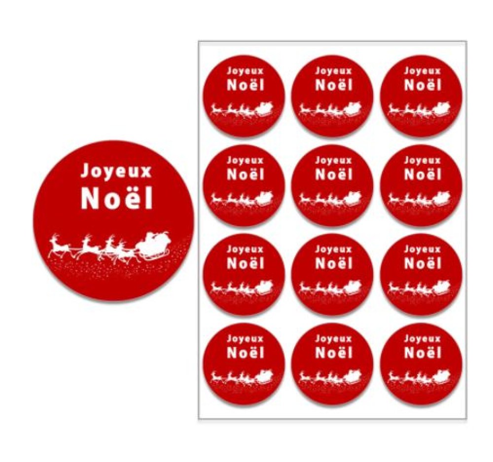 Lot de 10 étiquettes autocollantes - stickers noel - Un grand marché