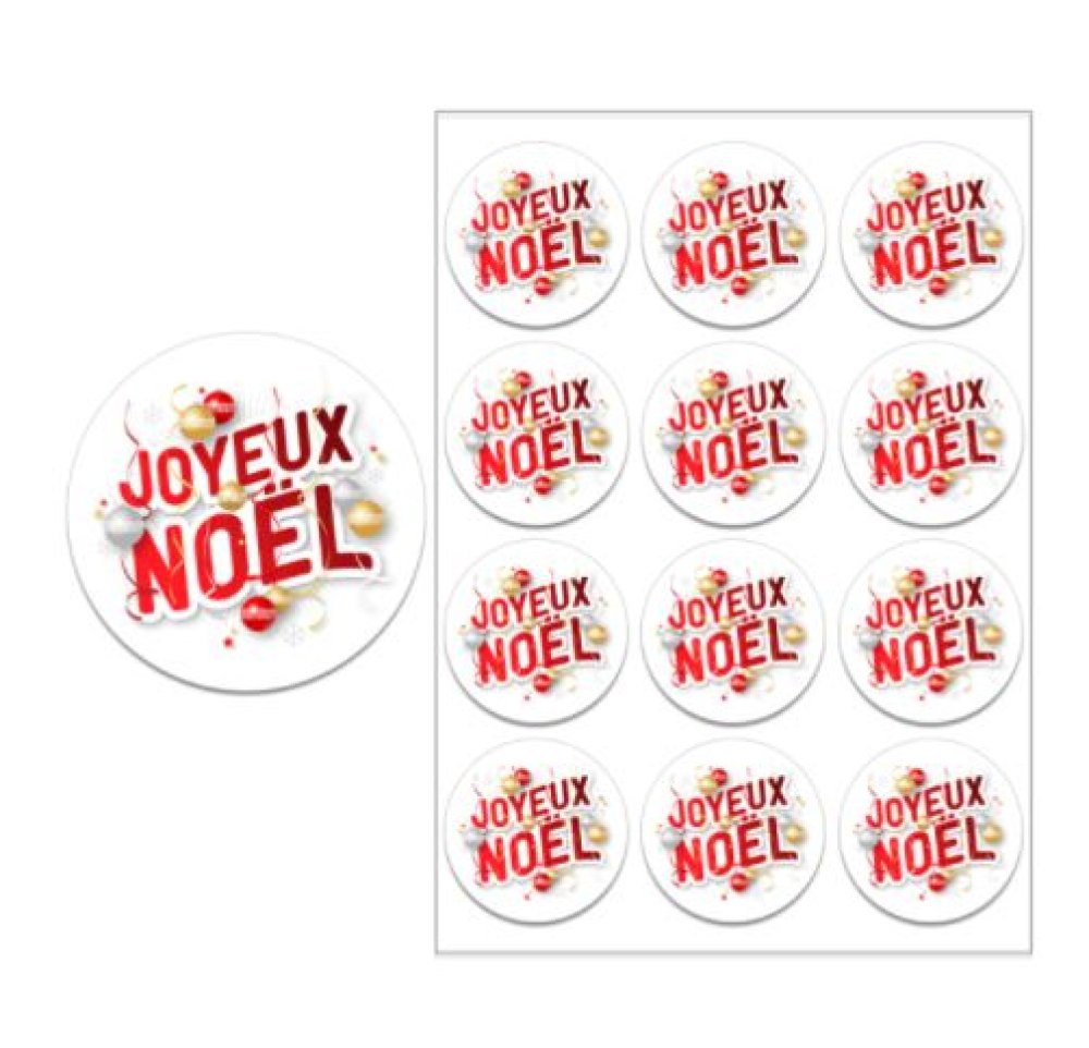 Lot de 10 étiquettes autocollantes - stickers joyeux noel - Un grand marché