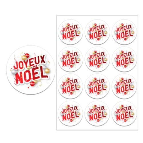 Lot de 10 étiquettes  autocollantes - stickers joyeux noel