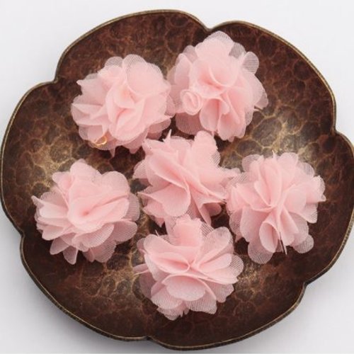 1 pendentif - breloque pompon fleurs - rose - r4302