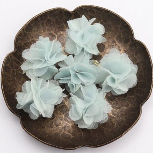 1 pendentif - breloque pompon fleurs - vert - r4305