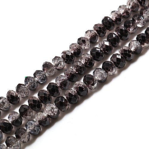 Lot de 10 perles en verre à facettes - noires - p1264