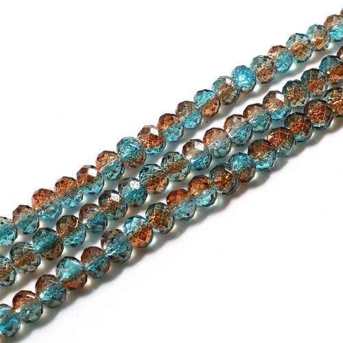Lot de 10 perles en verre à facettes - marron et bleue - p1266