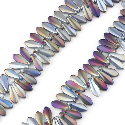10 perles en verre goutte d'eau - violet - p1330