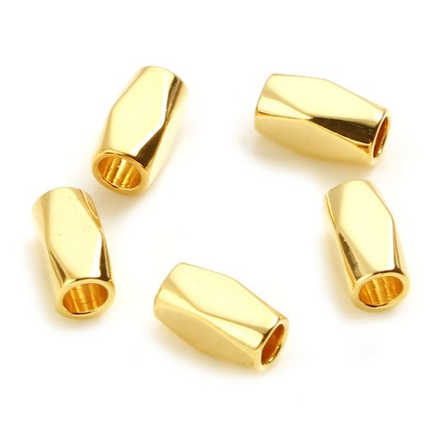 5 perles à facettes - couleur dorée - r722
