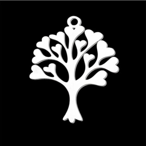 1 breloque - pendentif - arbre de vie - acier inoxydable - métal argenté