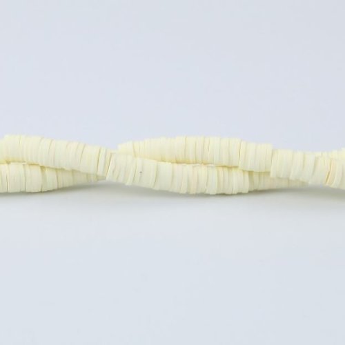 1 chapelet de perles heishi - rondelles en pâte polymère - 6 mm - jaune clair - r630