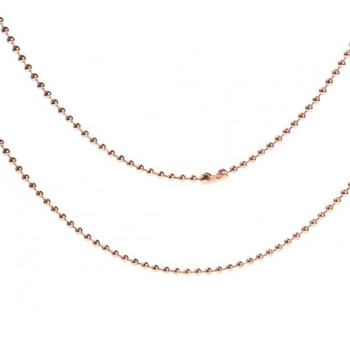 1 collier chaîne maille bille - acier inoxydable -  couleur métal rose doré - r297