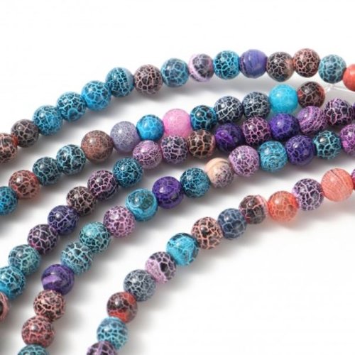 Lot de 10 perles agates en pierre naturelles - multicolores - p1135