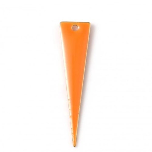 1 pendentif - sequin triangle - émaillé orange : r906