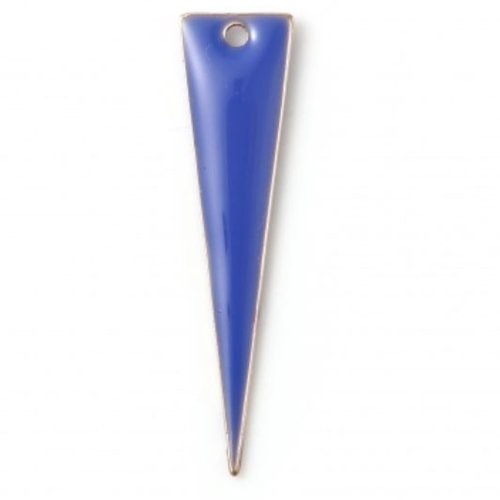 1 pendentif - sequin triangle - émaillé bleu saphir - r911