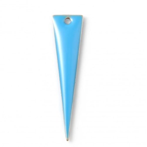 1 pendentif - sequin triangle - émaillé bleu : r910