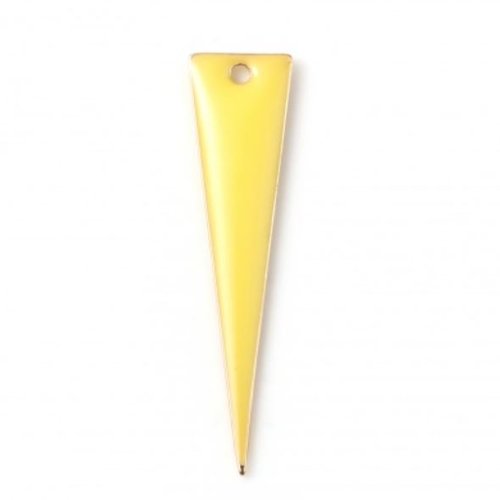 1 pendentif - sequin triangle - émaillé jaune : r913