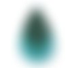 1 pendentif forme goutte d'eau x 3 - simili cuir - bleu vert - r736