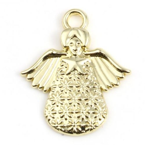 1 breloque pendentif  ange de noel - métal doré