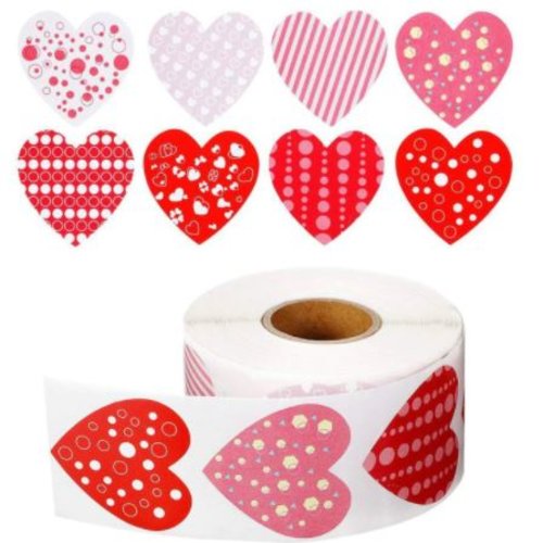 Lot de 12 étiquettes  autocollantes - stickers coeur saint valentin