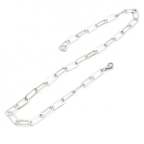 1 collier chaine maille ovale - acier inoxydable 304 - 45 cm - r947