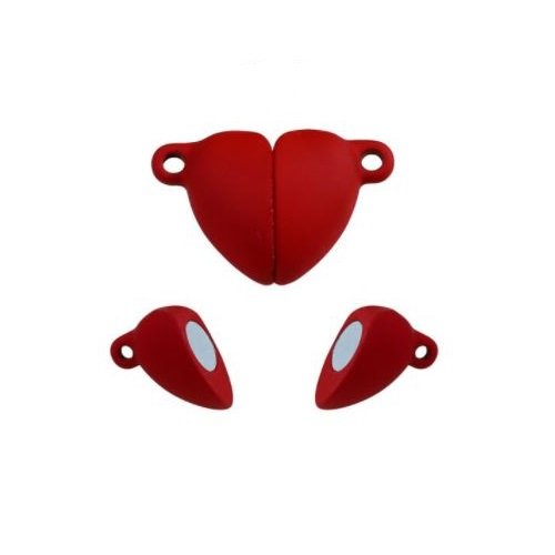 1 fermoir coeur magnétique  - rouge - r790