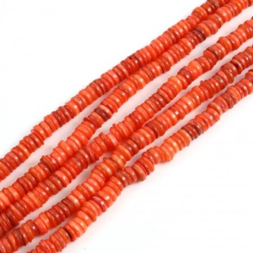 Perles naturelles coquillage - rondelles - heishi - lot de 30 - camaïeu de orange - p587