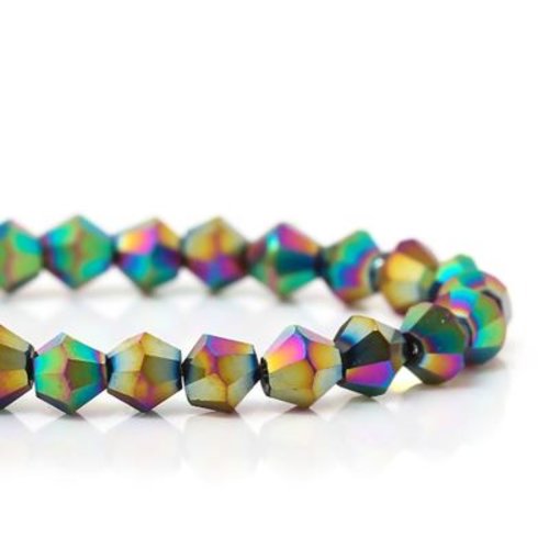 Lot de 10 perles en verre à facettes multicolores - p1203