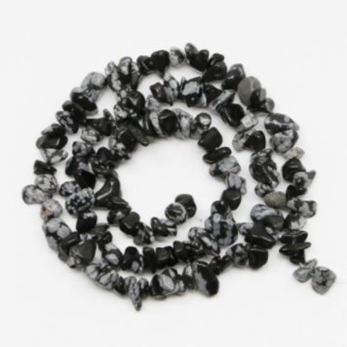 Lot de 30 perles chips obsidienne snowflake - pierre irrégulières - p884