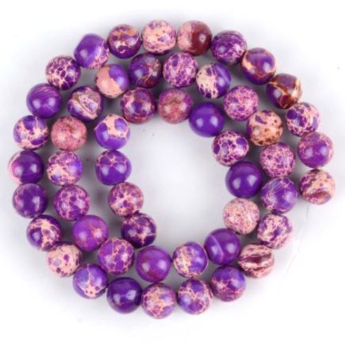 Lot de 10 perles rondes jaspe sédiment - purple - p1173