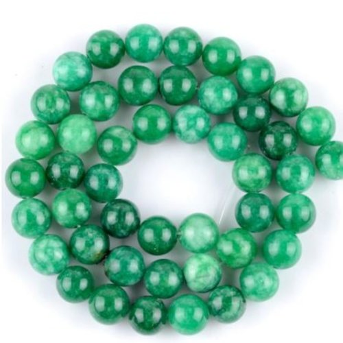 Lot de 10 perles rondes green jade - p1171