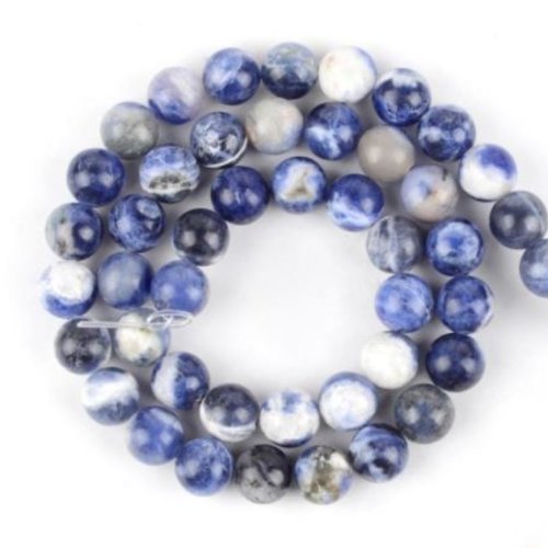 Lot de 10 perles rondes blue sodalite - p1170
