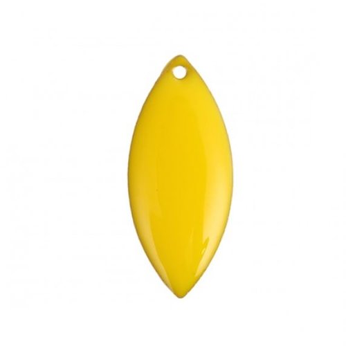 1 pendentif - sequin feuille émaille jaune - laiton - r078