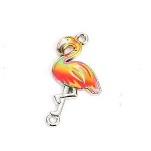 1 connecteur - pendentif - flamand rose - multicolore