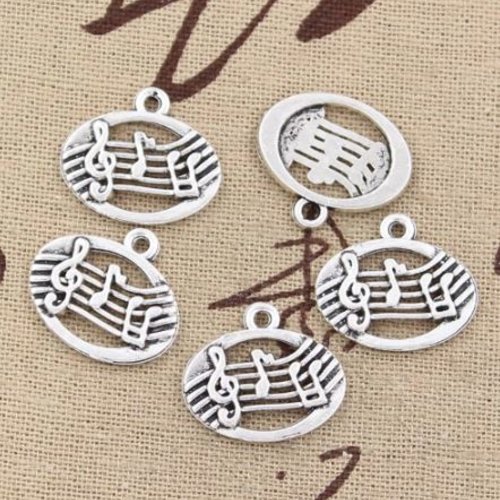 1 breloque pendentif note musicale - métal couleur argenté