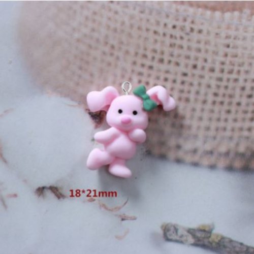1 pendentif breloque en résine - cochon