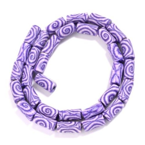 2 perles tube en pâte polymère - fantaisie violet - p189-12