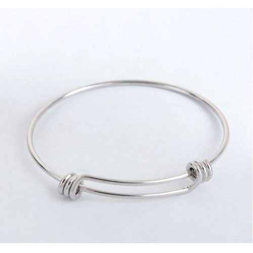 1 bracelet jonc - réglable - acier inoxydable - métal argenté - r797