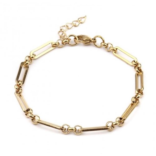 1 bracelet maille ovale - acier inoxydable - 18 cm - r583