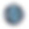 1 pendentif breloque - style mandala - emaillé bleu - métal argenté - r091
