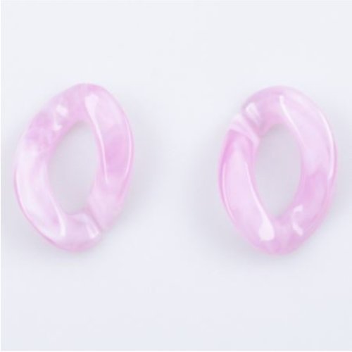 5 anneaux ouverts torsadés en acrylique - rose effet marbré