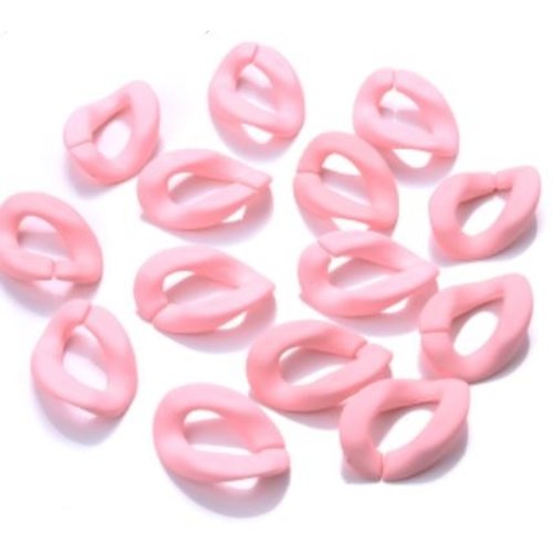 5 anneaux ouverts torsadés en acrylique - rose - r39