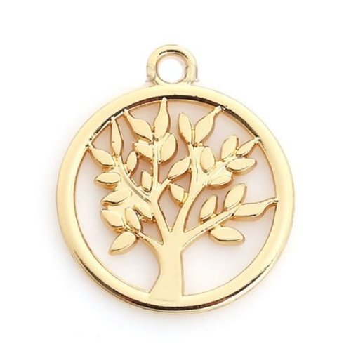 1 breloque - pendentif - arbre de vie - métal doré