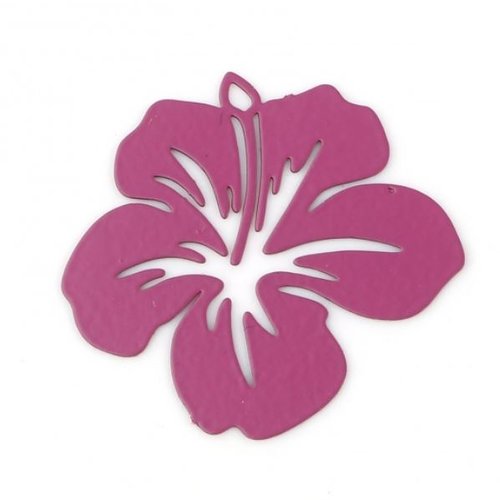 1 pendentif - estampe en filigrane - fleur hibiscus - violet - r787