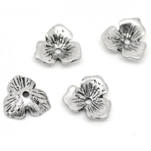 10 perles coupelles - calottes - métal argenté - r897