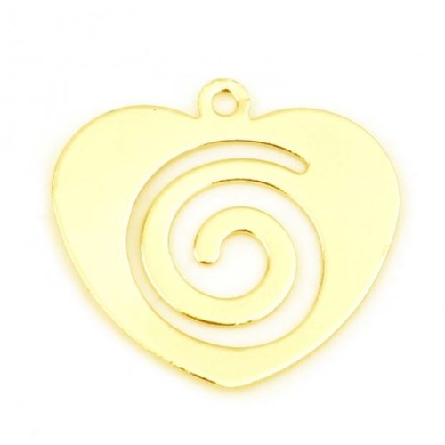 1 breloque coeur - spirale - métal doré