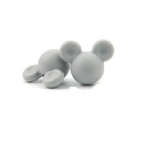 1 perle en silicone - tête de souris - 24 mm - gris