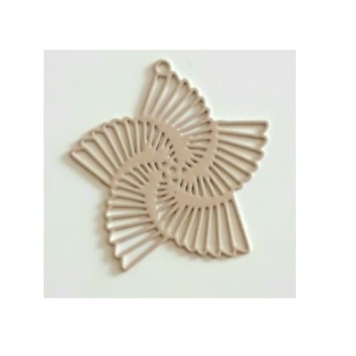 1 pendentif estampe moulin à vent - fleurs - filigrane - laser cut - beige