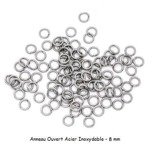 1 lot de 500 anneaux de jonction - ouvert - acier inoxydable - 8 mm - r272