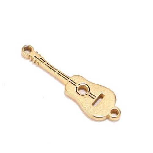 1 pendentif - connecteur - breloque guitare - acier inoxydable doré